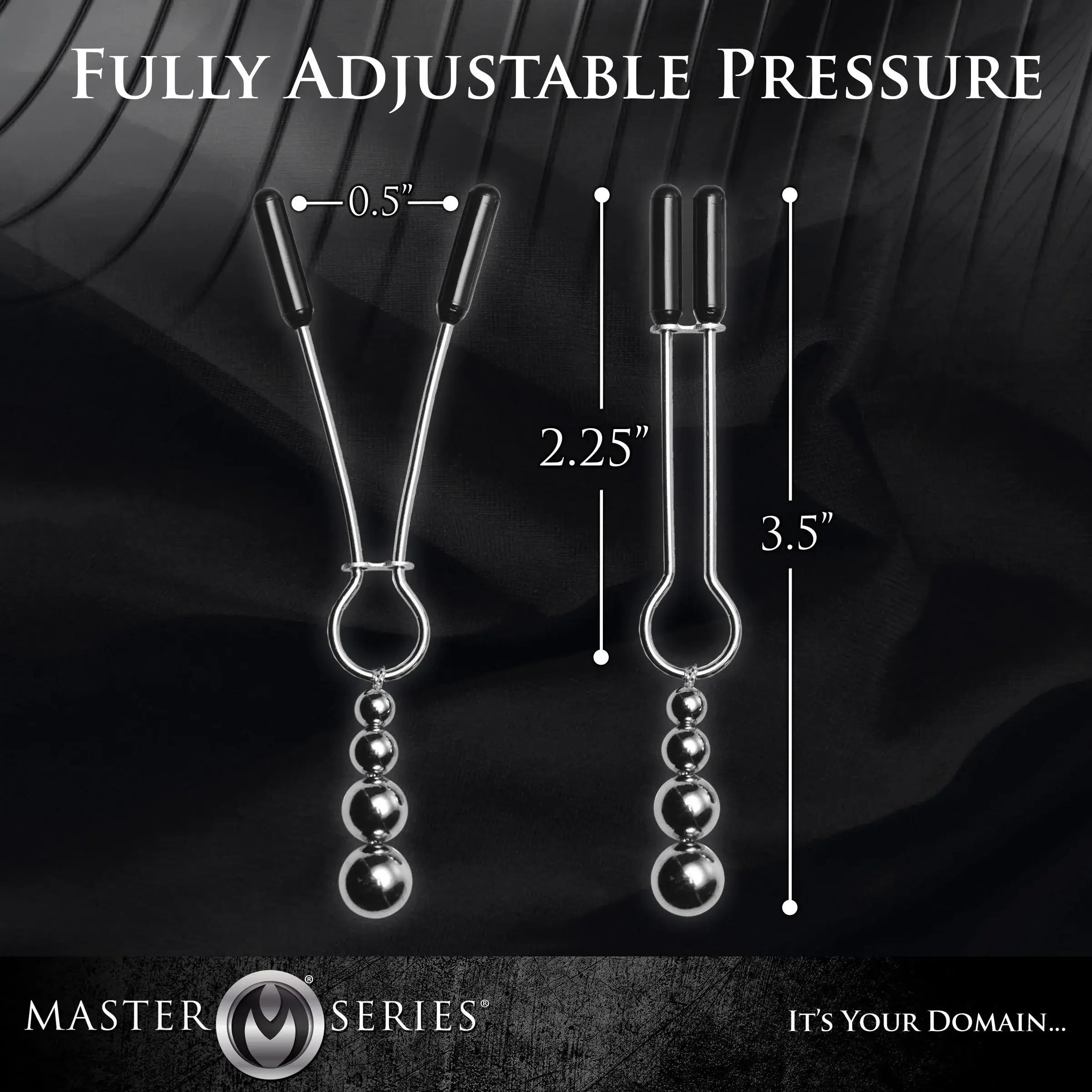 XR Brands® Brands Master Series Adorn Triple Bead Nipple Clamp Set Silver