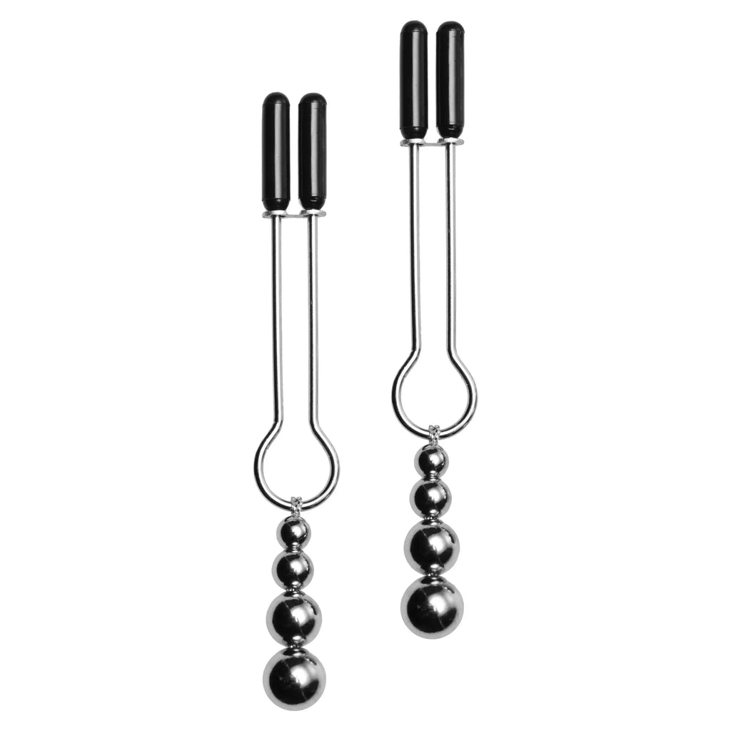 XR Brands® Brands Master Series Adorn Triple Bead Nipple Clamp Set Silver