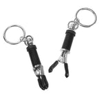 XR Brands® Brands Master Series Bondage Ring Barrel Nipple Clamps with Dangling Rings Black