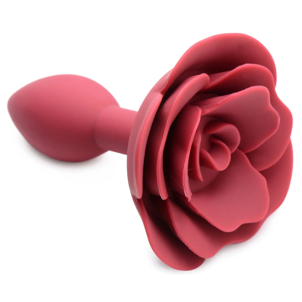 XR Brands® Brands Master Series Booty Bloom Rose Anal Plug – Petal-Textured Silicone S & L Small / Red
