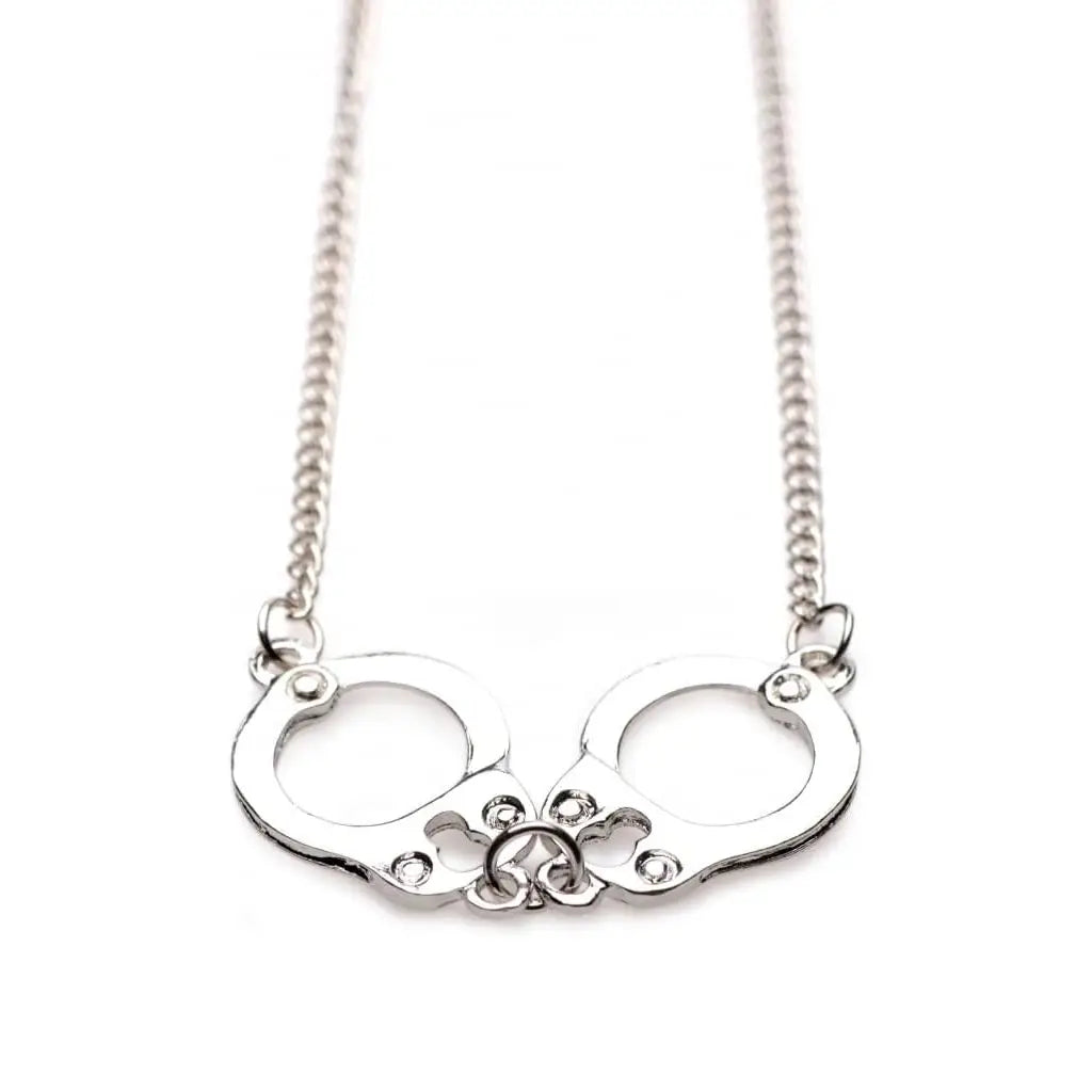 XR Brands® Brands Master Series Cuff Her Handcuff Necklace – BDSM Jewelry Nickel-Free Silver