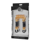XR Brands® Brands Master Series Deluxe Adjustable Brass Nipple Clamps with Chain Gold