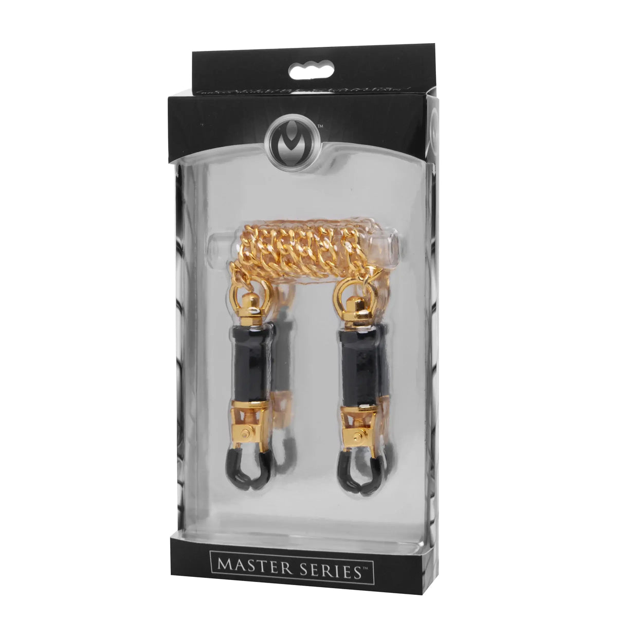 XR Brands® Brands Master Series Deluxe Adjustable Brass Nipple Clamps with Chain Gold