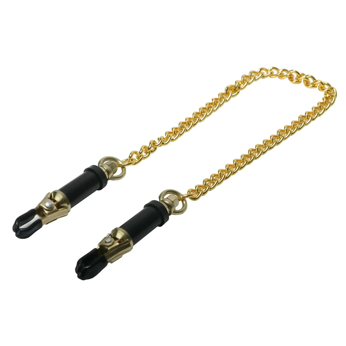 XR Brands® Brands Master Series Deluxe Adjustable Brass Nipple Clamps with Chain Gold