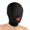XR Brands® Brands Master Series Disguise Open Mouth Hood – Padded Blindfold Stretch Fit Black