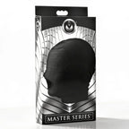 XR Brands® Brands Master Series Disguise Open Mouth Hood – Padded Blindfold Stretch Fit Black