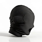 XR Brands® Brands Master Series Disguise Open Mouth Hood – Padded Blindfold Stretch Fit Black