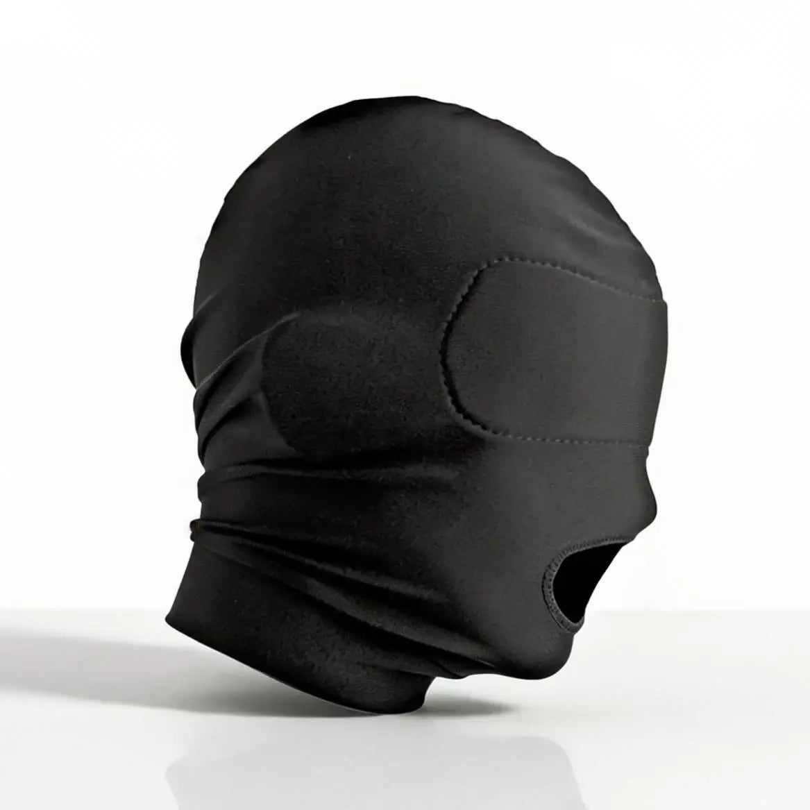 XR Brands® Brands Master Series Disguise Open Mouth Hood – Padded Blindfold Stretch Fit Black