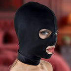 XR Brands® Brands Master Series Facade Hood – Eye & Mouth Holes Stretch Fit BDSM Roleplay Black