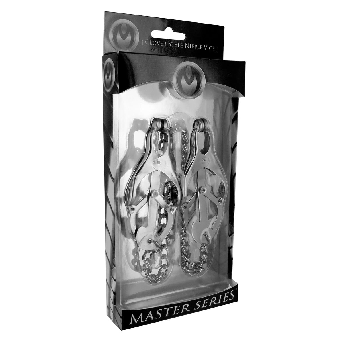 XR Brands® Brands Master Series Monarch Clover Nipple Clamps – Chain-Tightening Intermediate–Advanced Silver