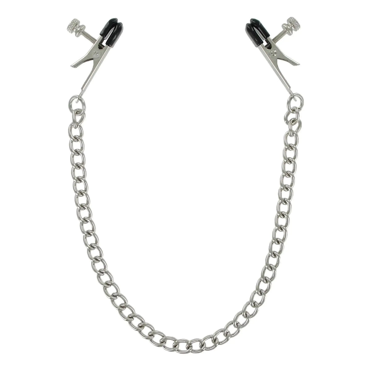 XR Brands® Brands Master Series Ox Bull Nose Nipple Clamps – Adjustable Screw Vinyl Tips Silver