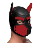 XR Brands® Brands Master Series Spike Neoprene Puppy Hood | Snap-On Muzzle Adjustable Ears Petplay Red