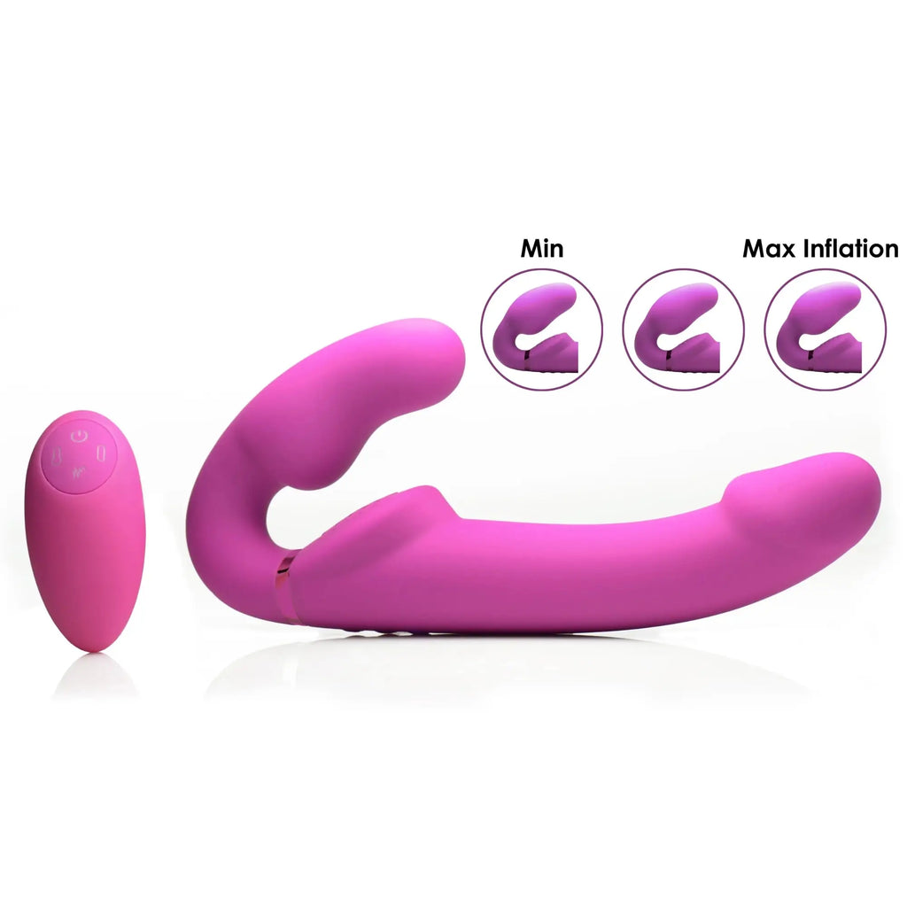 XR Brands® Brands Strap U Inflatable Ergo-Fit Strapless Strap-On | Remote Control Dual Motors G-Spot Shaft Hot Pink