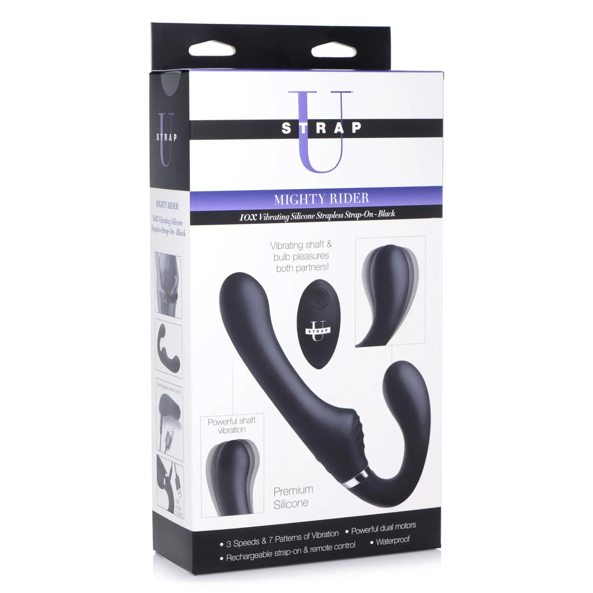 XR Brands® Brands Strap U Strapless Strap-On Vibrator | 10 Modes Wireless Remote G-Spot & Clit Stimulation
