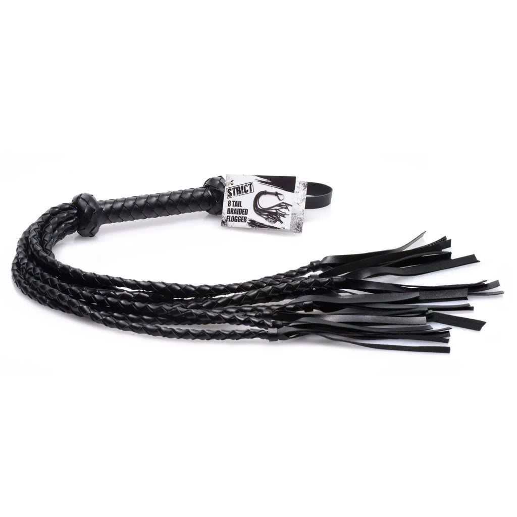 XR Brands® Brands Strict 8-Tail Braided Flogger Black