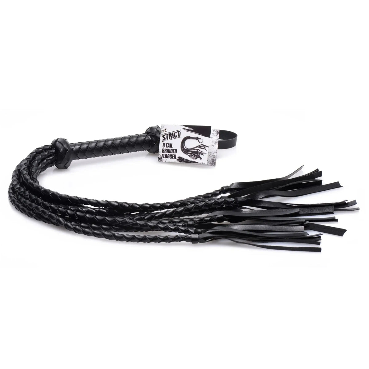 XR Brands® Brands Strict 8-Tail Braided Flogger Black
