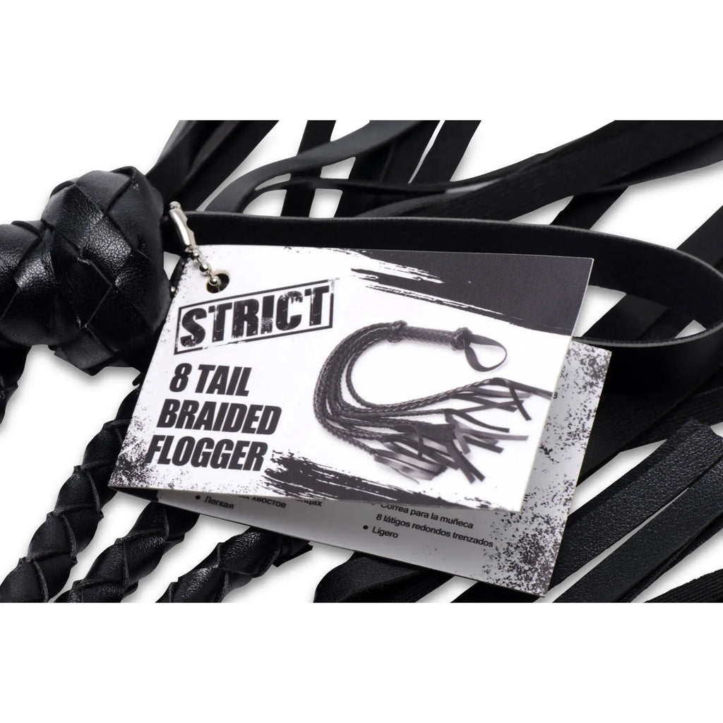 XR Brands® Brands Strict 8-Tail Braided Flogger Black