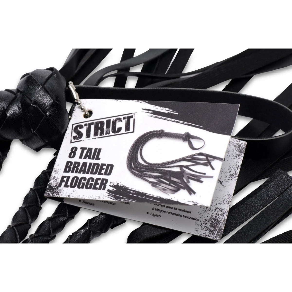 XR Brands® Brands Strict 8-Tail Braided Flogger Black