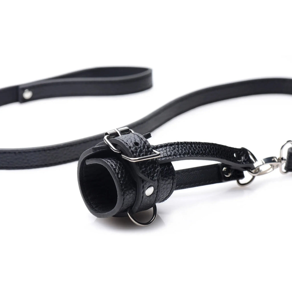 XR Brands® Brands Strict Ball Stretcher With Leash Black