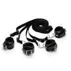 XR Brands® Brands Strict Deluxe Bed Restraint Kit – Padded Cuffs & Adjustable Straps Black