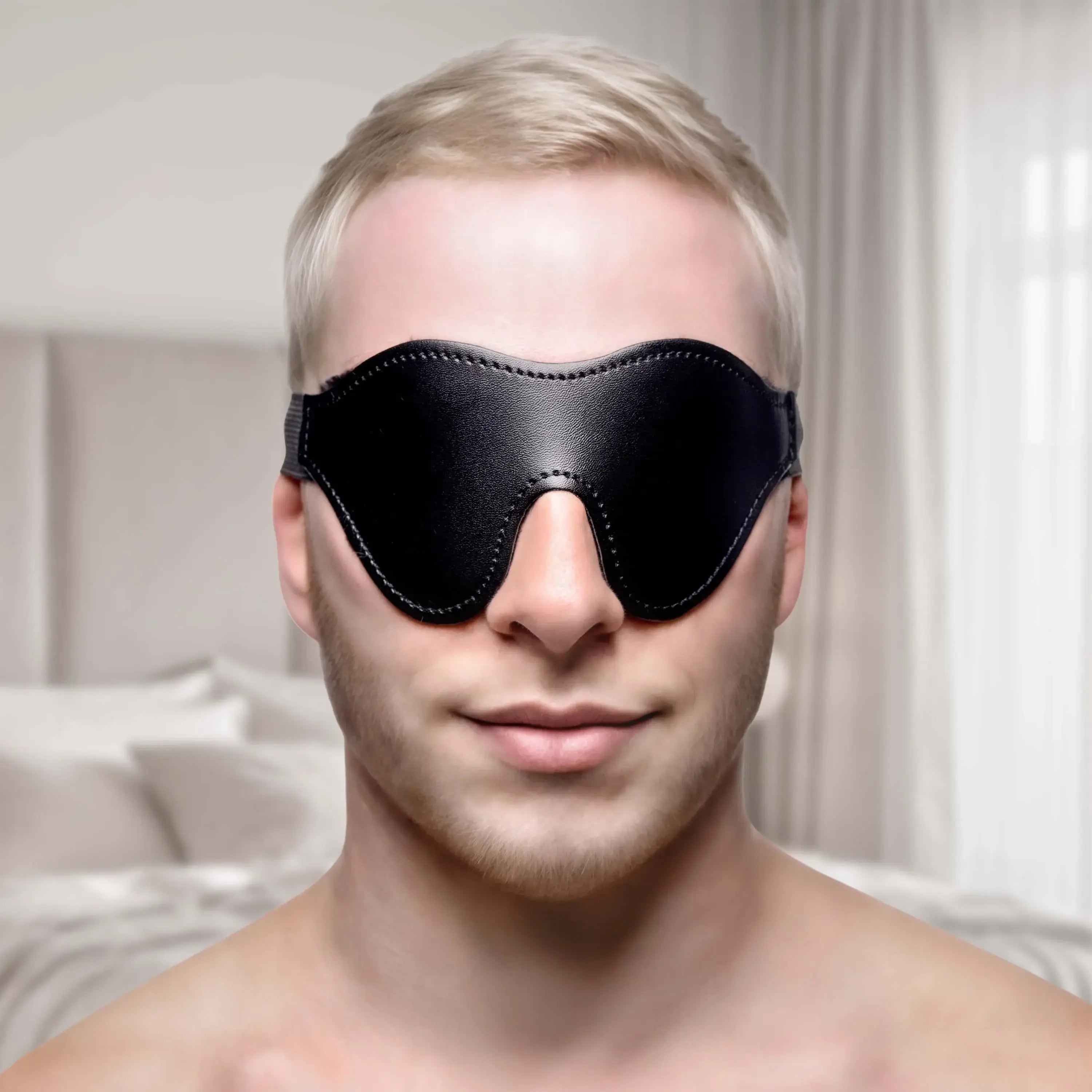 XR Brands® Brands Strict Fleece Lined Blindfold – Soft Sensory Deprivation Eye Mask Black
