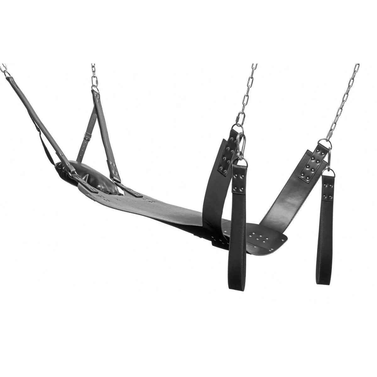 XR Brands® Brands Strict Leather Extreme Bondage Sling with Stirrups & Headrest Black