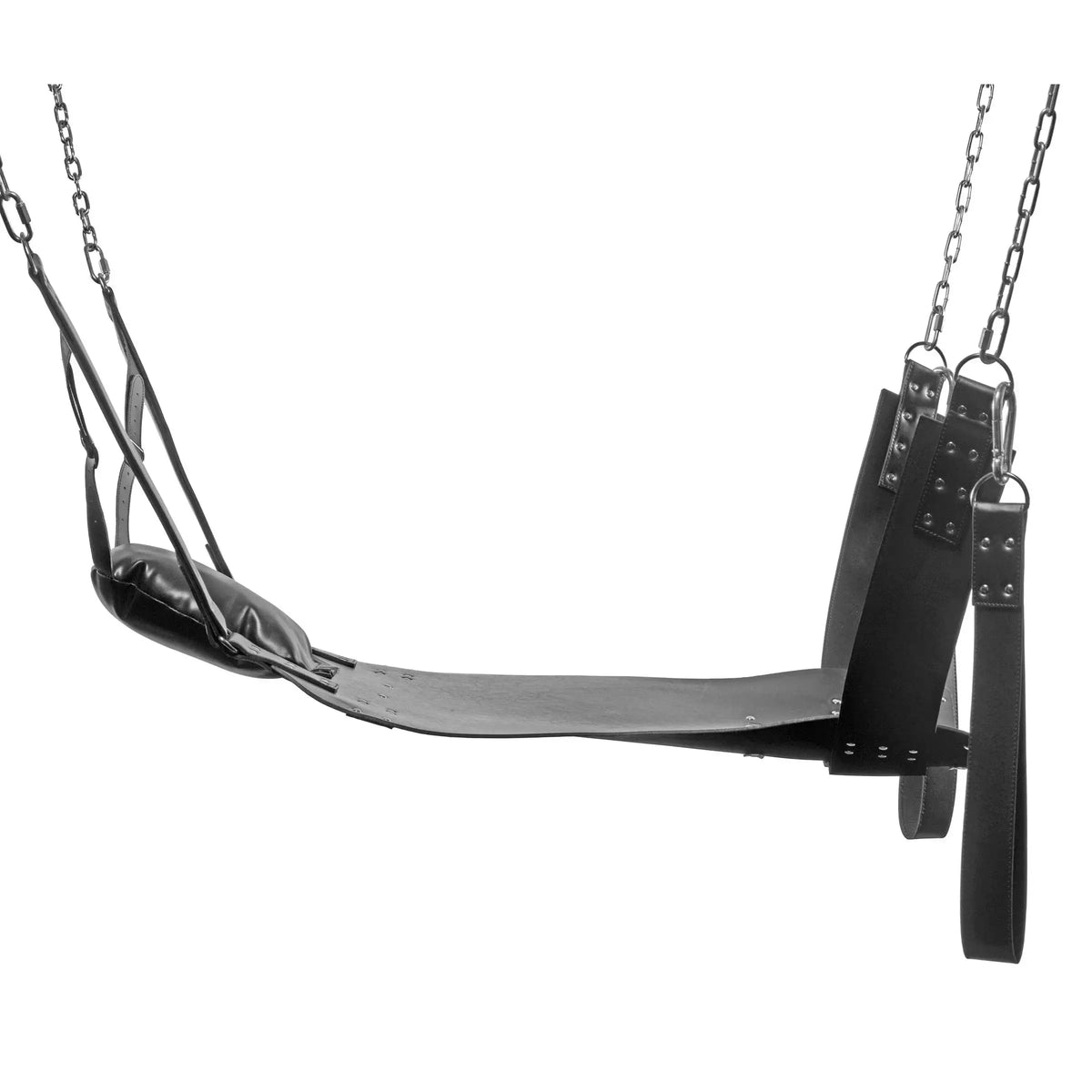 XR Brands® Brands Strict Leather Extreme Bondage Sling with Stirrups & Headrest Black