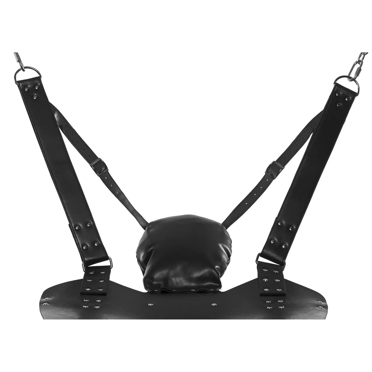 XR Brands® Brands Strict Leather Extreme Bondage Sling with Stirrups & Headrest Black
