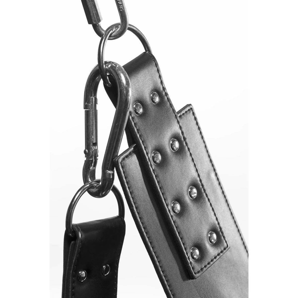 XR Brands® Brands Strict Leather Extreme Bondage Sling with Stirrups & Headrest Black