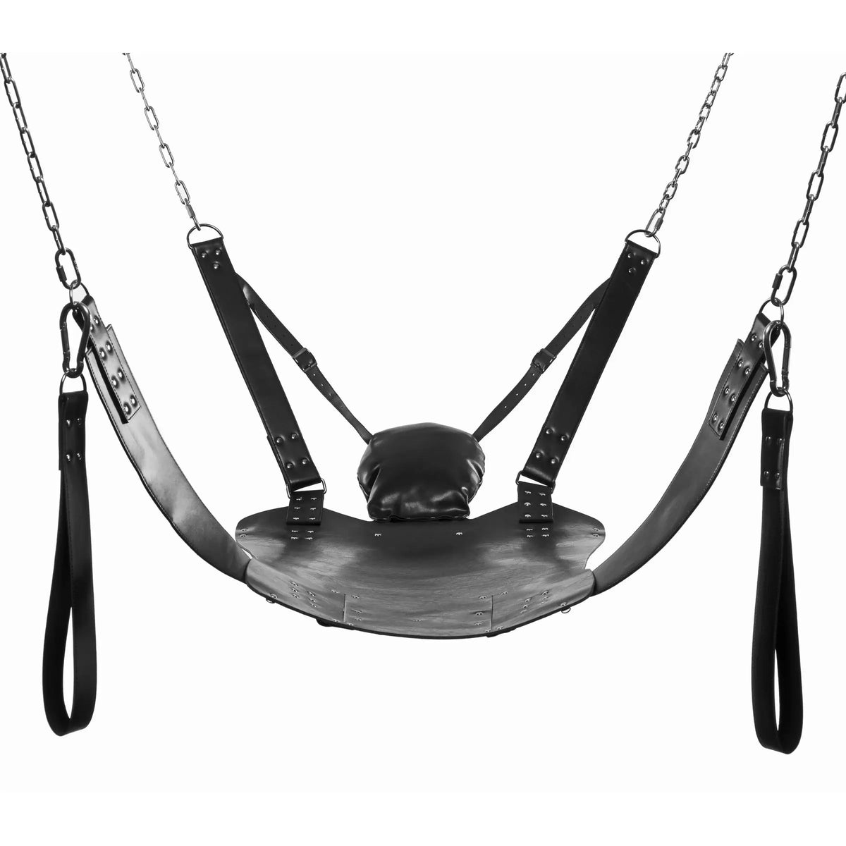 XR Brands® Brands Strict Leather Extreme Bondage Sling with Stirrups & Headrest Black