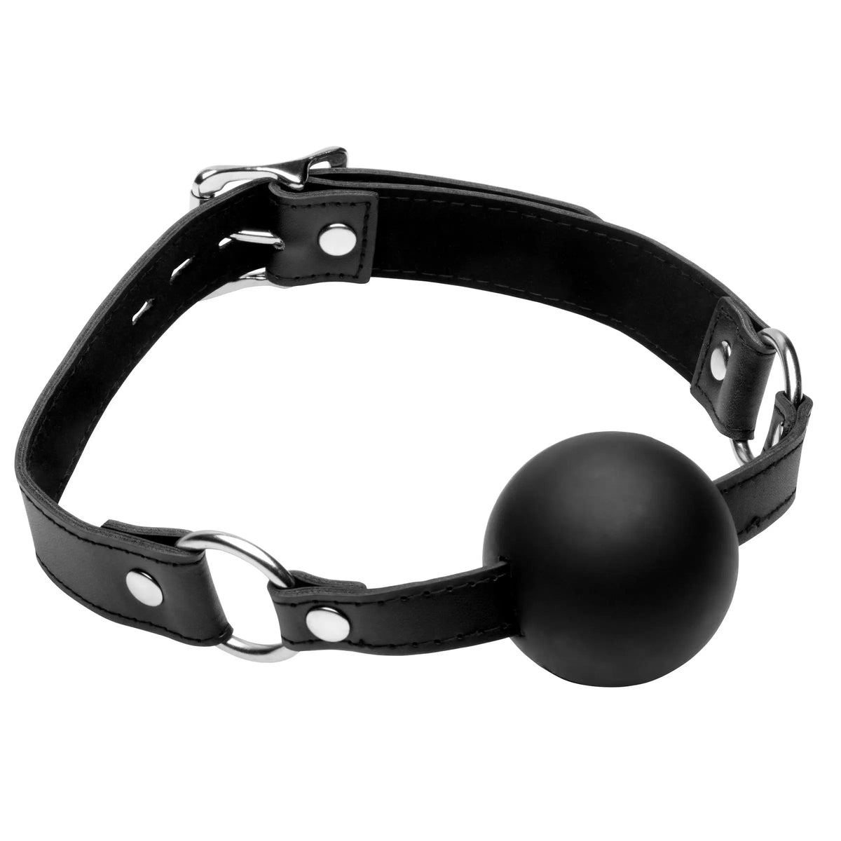 XR Brands® Brands Strict XL 2’’ Silicone Ball Gag – Locking Buckle Adjustable Phthalate-Free Black