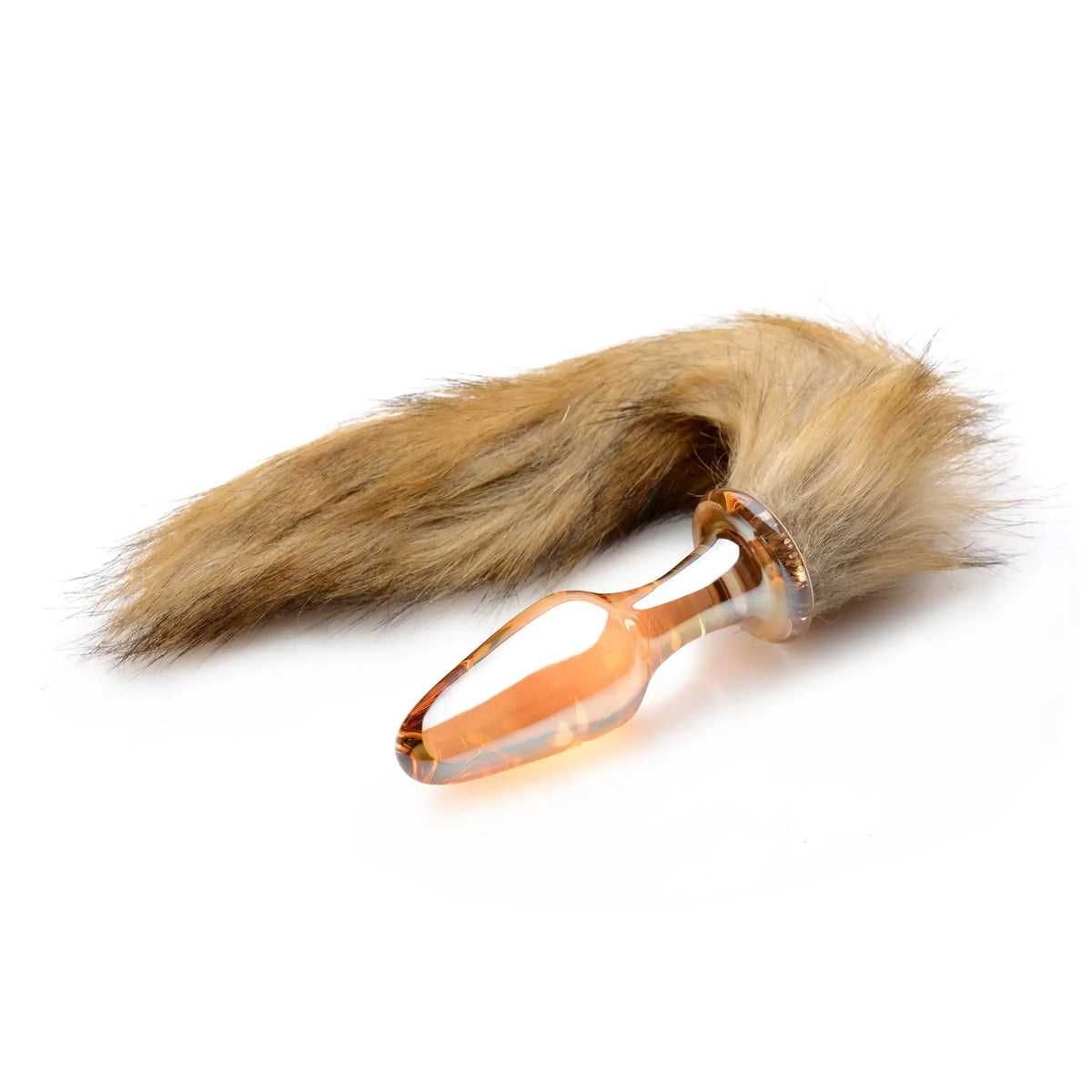 XR Brands® Brands Tailz Fox Tail Glass Anal Plug – Borosilicate Body-Safe Butt with Bushy Brown