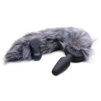 XR Brands® Brands Tailz Grey Fox Tail Vibrating Butt Plug – Remote Control & 10 Modes Gray