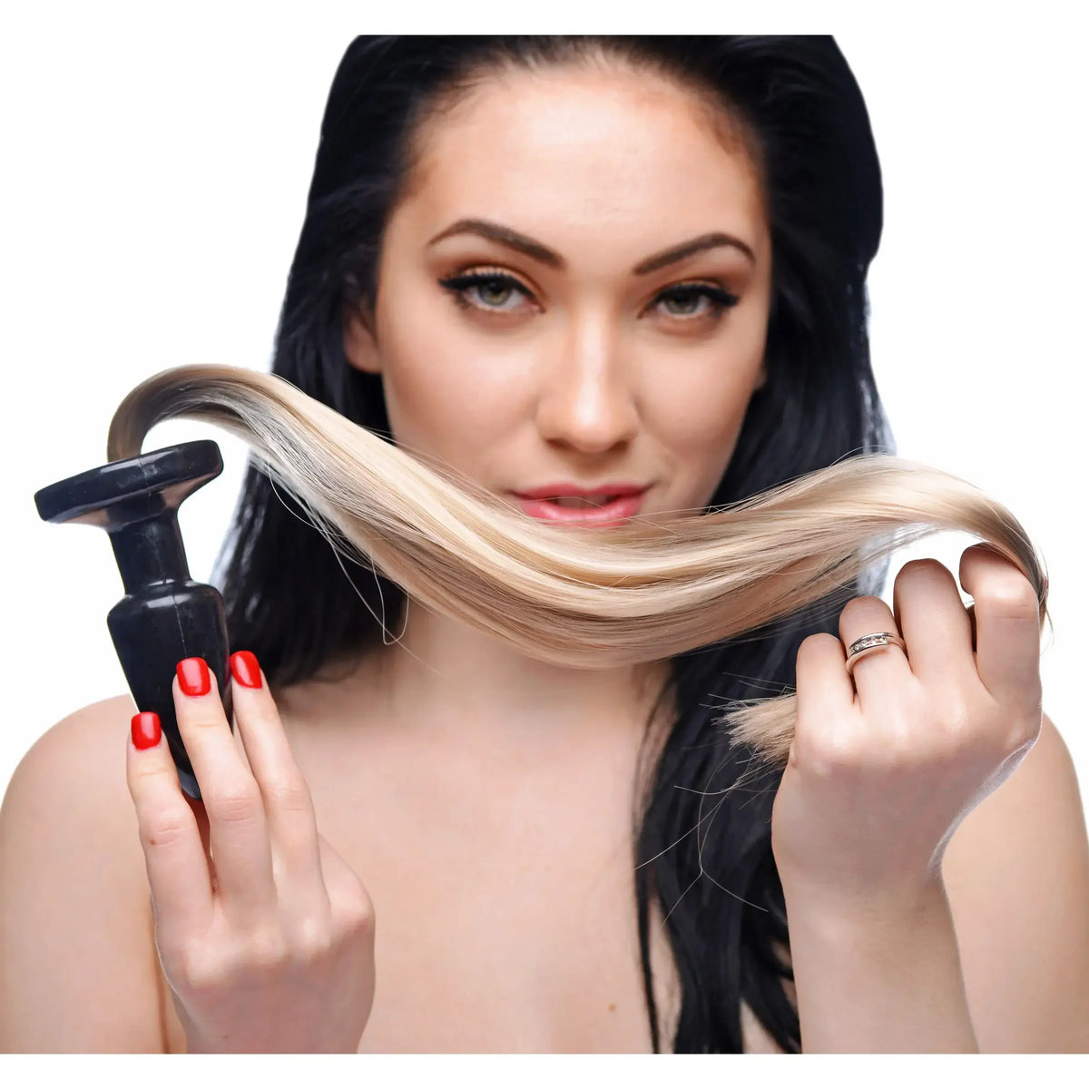 XR Brands® Brands Tailz Pony Tail Anal Plug – Blonde Silicone Tapered Tip Flared Base Tan