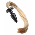 XR Brands® Brands Tailz Pony Tail Anal Plug – Blonde Silicone Tapered Tip Flared Base Tan