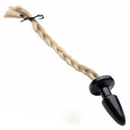 XR Brands® Brands Tailz Pony Tail Anal Plug – Blonde Silicone Tapered Tip Flared Base Tan