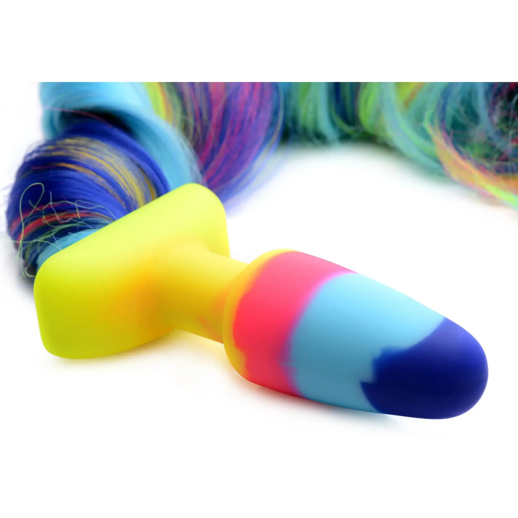 XR Brands® Brands Tailz Rainbow Unicorn Tail Anal Plug | Fantasy Roleplay Butt