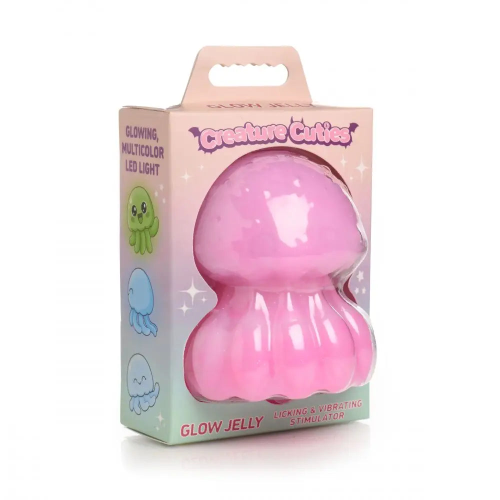 XR Brands® Creature Cuties Glow Jelly Licking & Vibrating Clitoral Stimulator Hot Pink