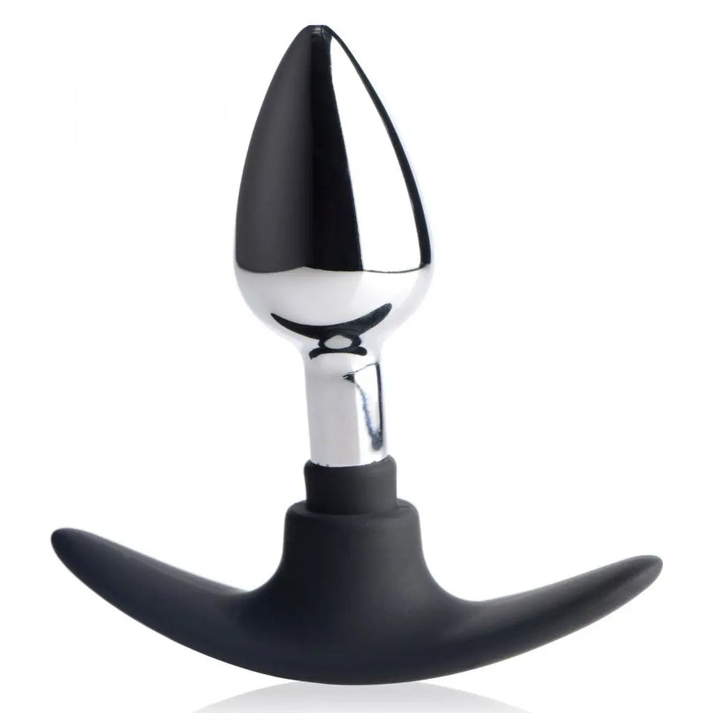 Master Series® Dark Invader Metal and Silicone Anal Plug - Small / Silver - Butt
