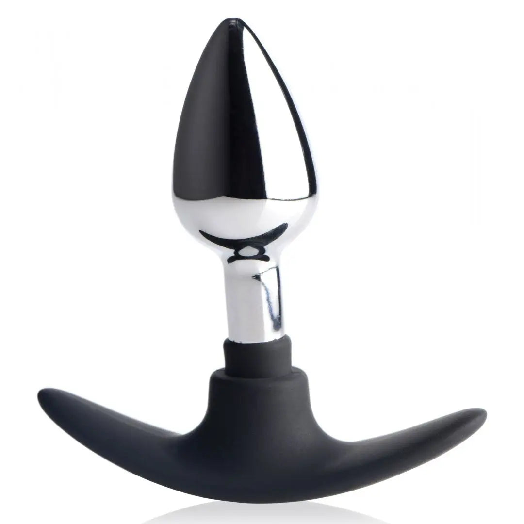 Master Series® Dark Invader Metal and Silicone Anal Plug - Small / Silver - Butt
