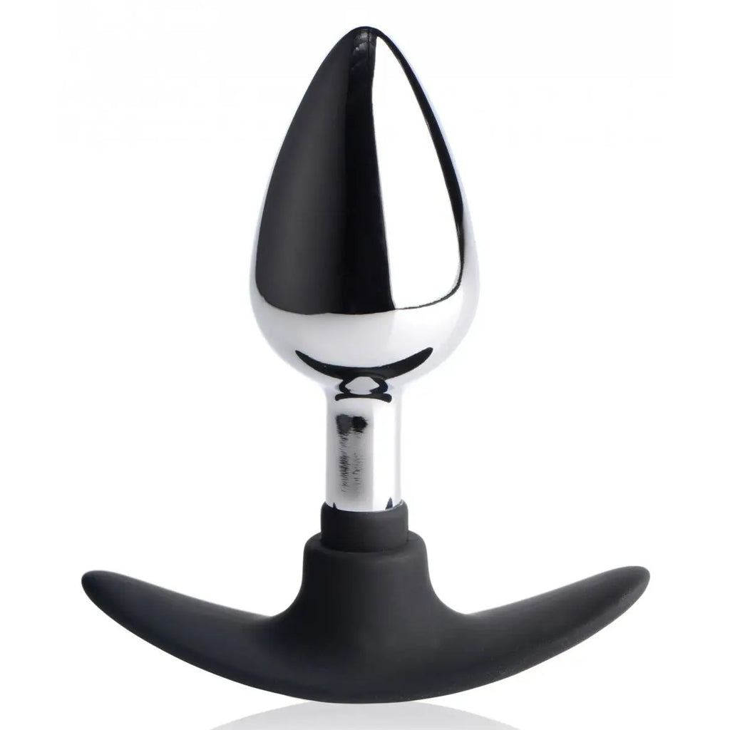 Master Series® Dark Invader Metal and Silicone Anal Plug - Medium / Silver - Butt