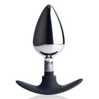 Master Series® Dark Invader Metal and Silicone Anal Plug - Large / Silver - Butt