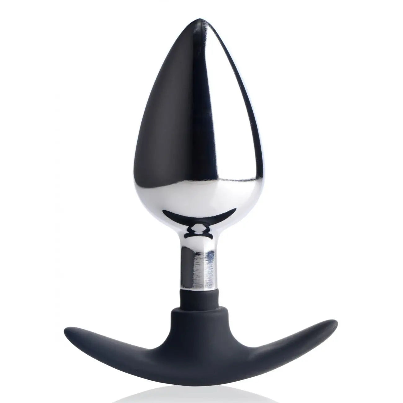 Master Series® Dark Invader Metal and Silicone Anal Plug - Large / Silver - Butt