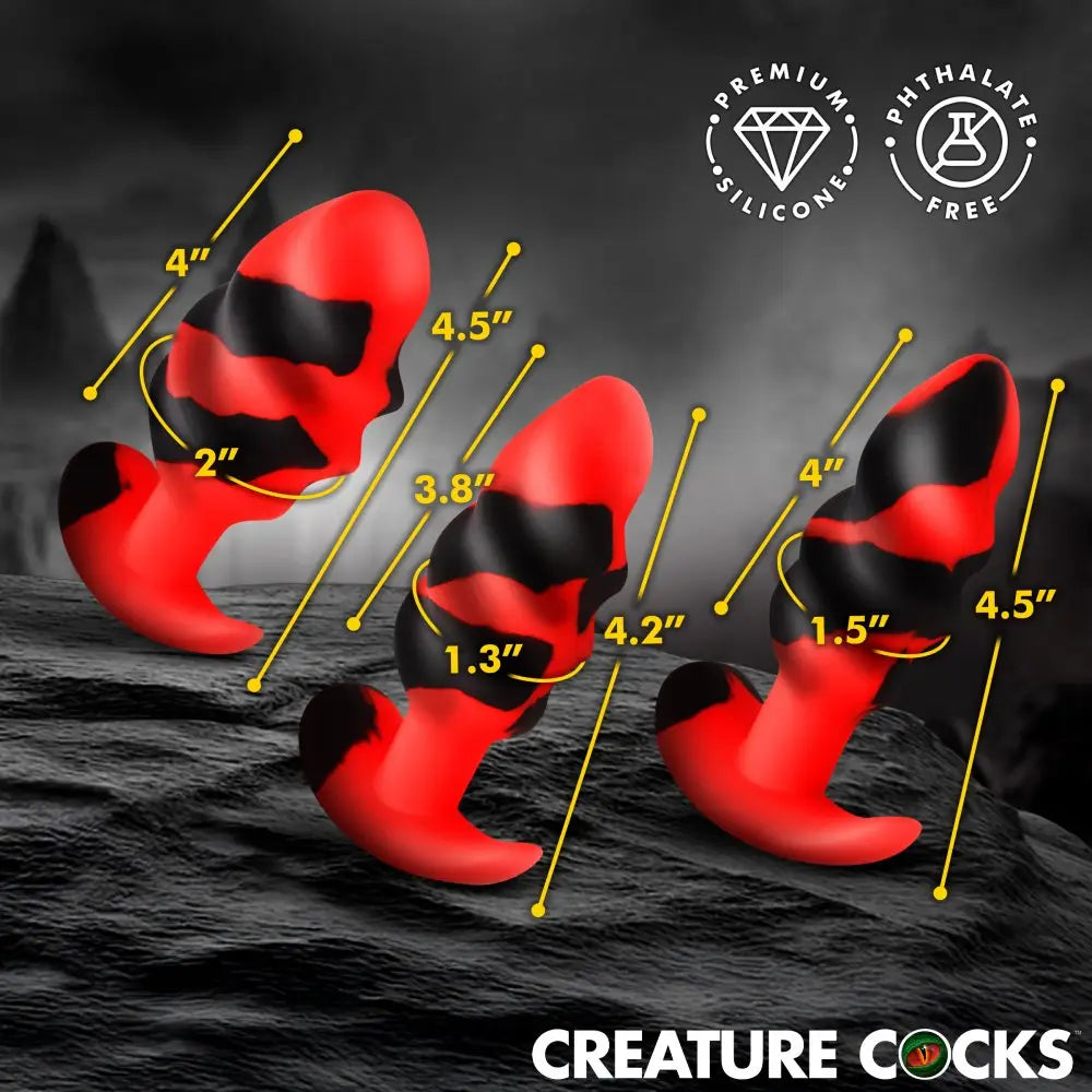 XR Brands® Dragon Trainer Silicone Butt Plug Training Set | 3 Progressive Sizes | Fantasy Multicolor