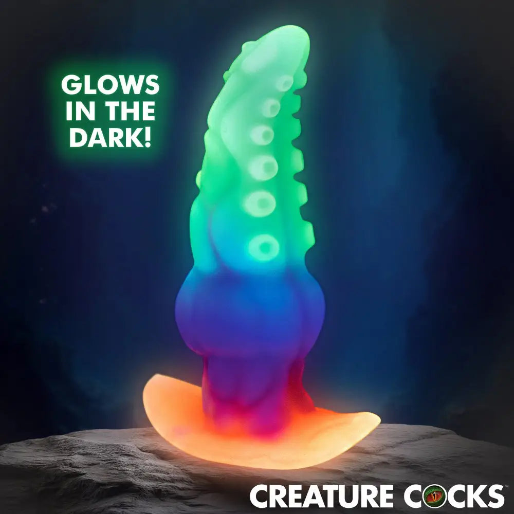 XR Brands® Glowtopus Glow-in-the-Dark Tentacle Anal Plug | Body-Safe Silicone Multicolor