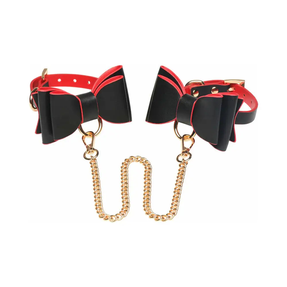 XR Brands® Gothic Bondage Set – Vegan Leather Collar Cuffs & Chain Leash Multicolor