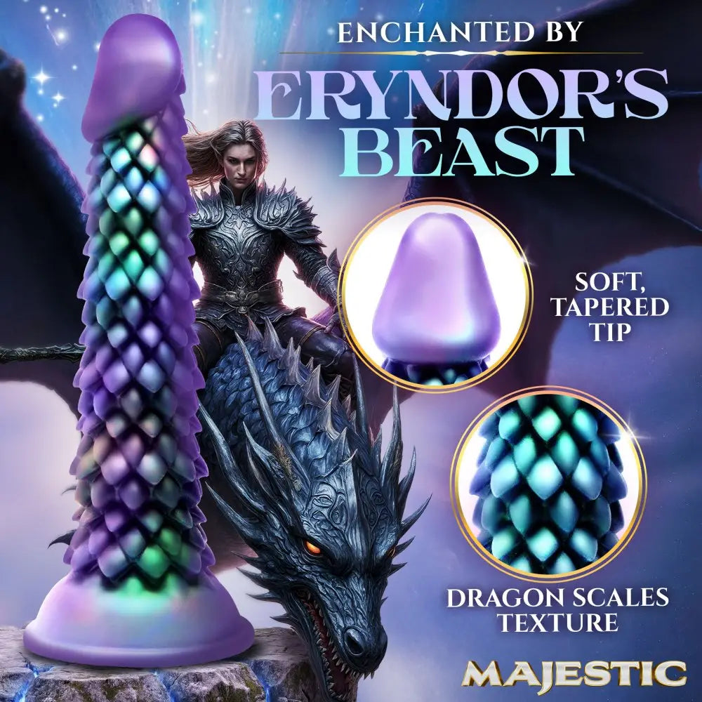 XR Brands® Majestic Eryndor Dragon Silicone Dildo – 8.1’’ Fantasy by Creature Cocks Multicolor