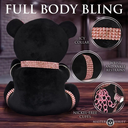 XR Brands® Master Series Bling Bondage Bear – BDSM Plush Teddy with Bedazzled Cuffs & Chains