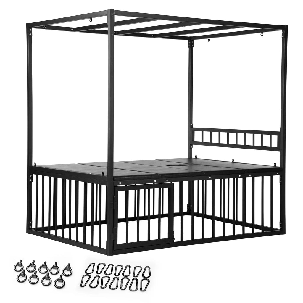 XR Brands® Master Series Bondage Bed with Cage – Heavy-Duty BDSM Furniture