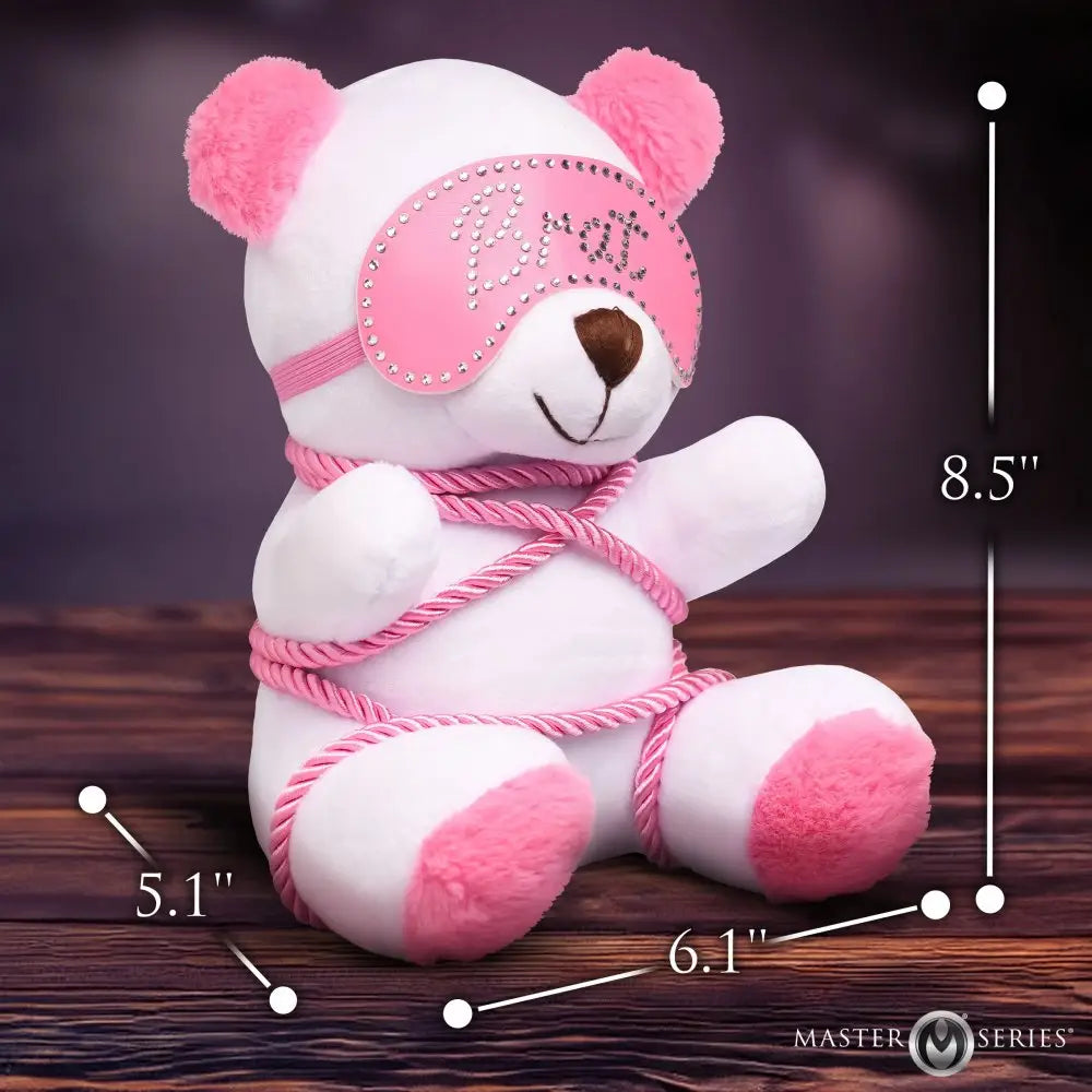 XR Brands® Master Series Brat Bondage Bear – BDSM Plush Teddy with Shibari Rope & Bedazzled Blindfold